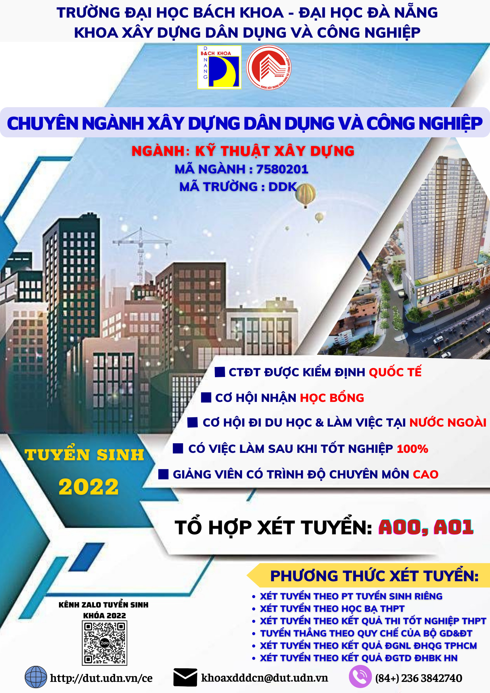 thông tin tuyển sinh Khoa XDDD&CN 2022